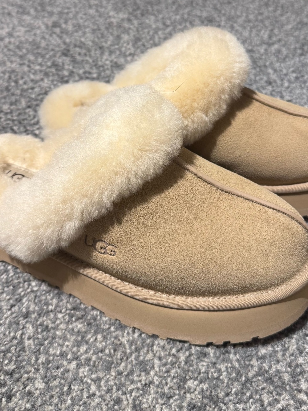 UGG Sand Suede Shearling Slip-On Mule